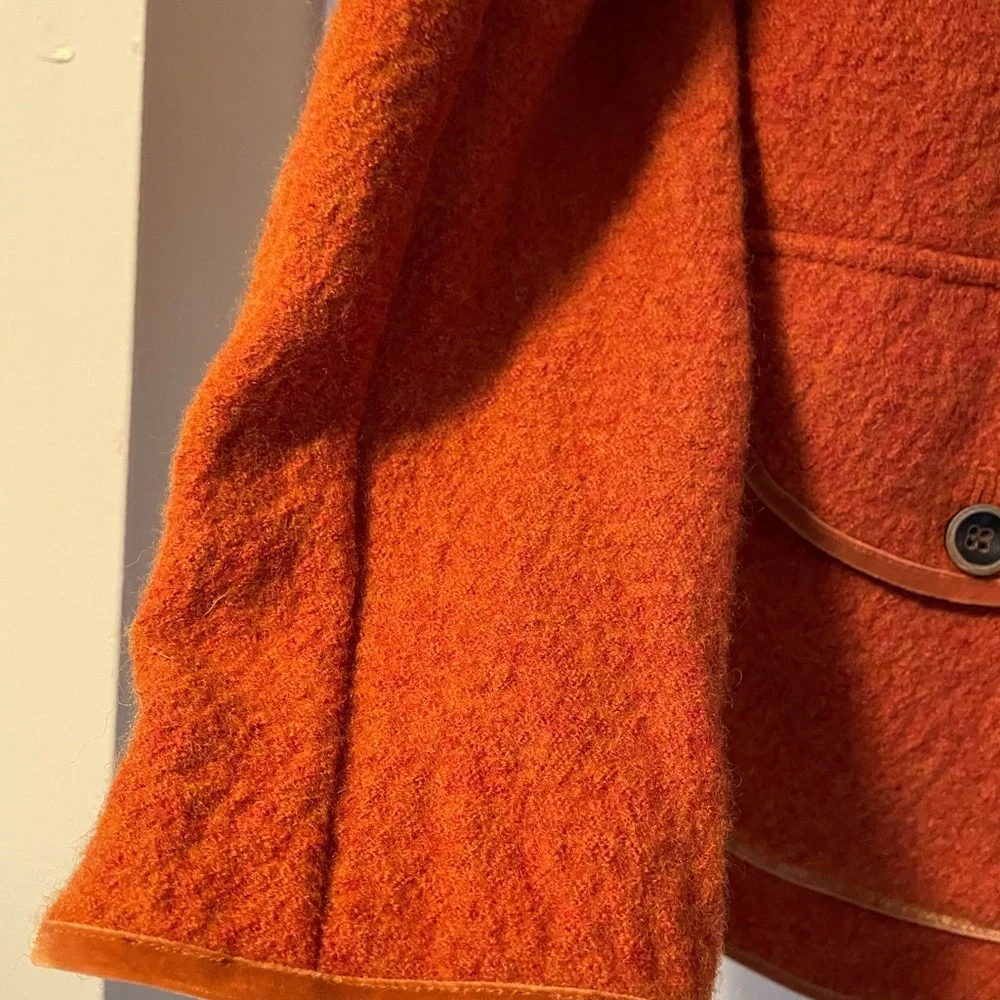J Peterman Rust Wool Button Down Coat. Like New